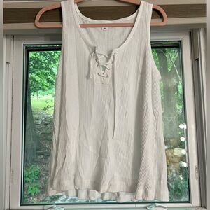 White tank top w/ tie front